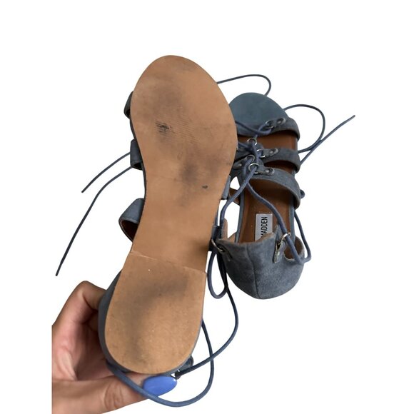 STEVE MADDEN Carleigh Blue Suede Laceup Gladiator Sandals Size 9 - Picture 7 of 7